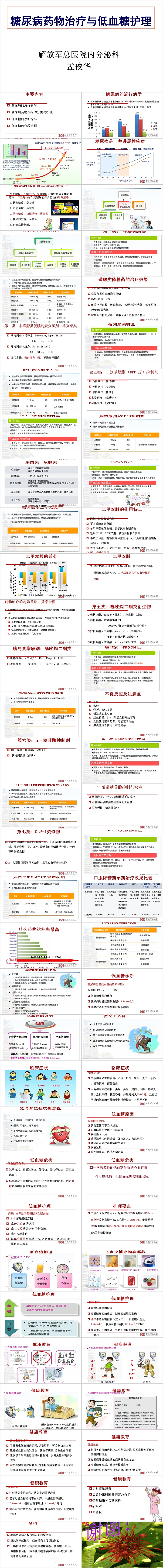 完整糖尿病药物治疗与低血糖护理PPT模板
