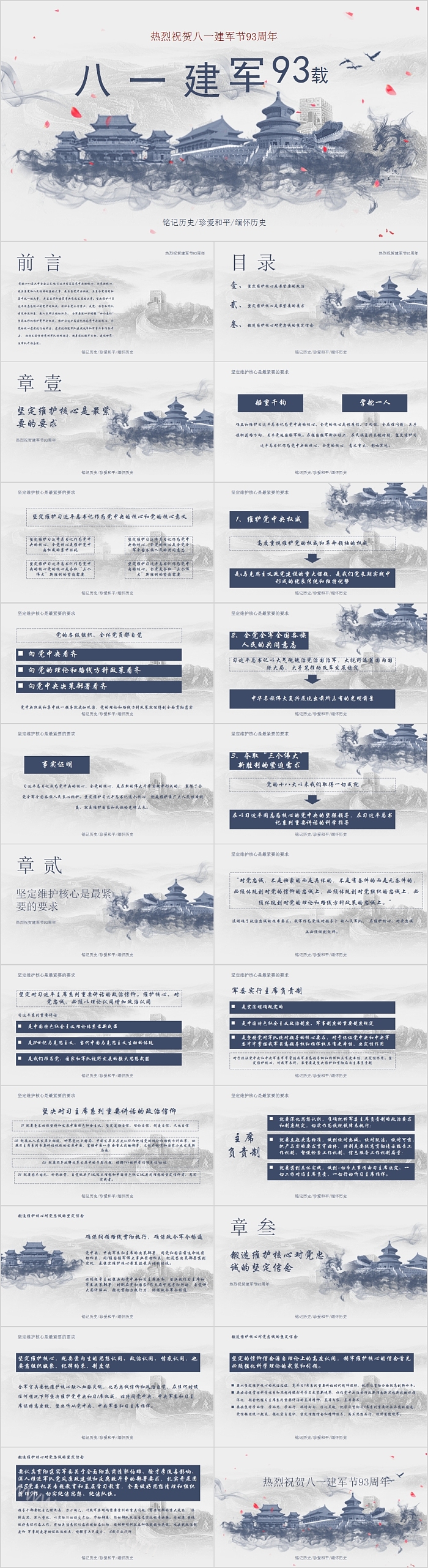 热烈祝贺八一建军93周年PPT模板