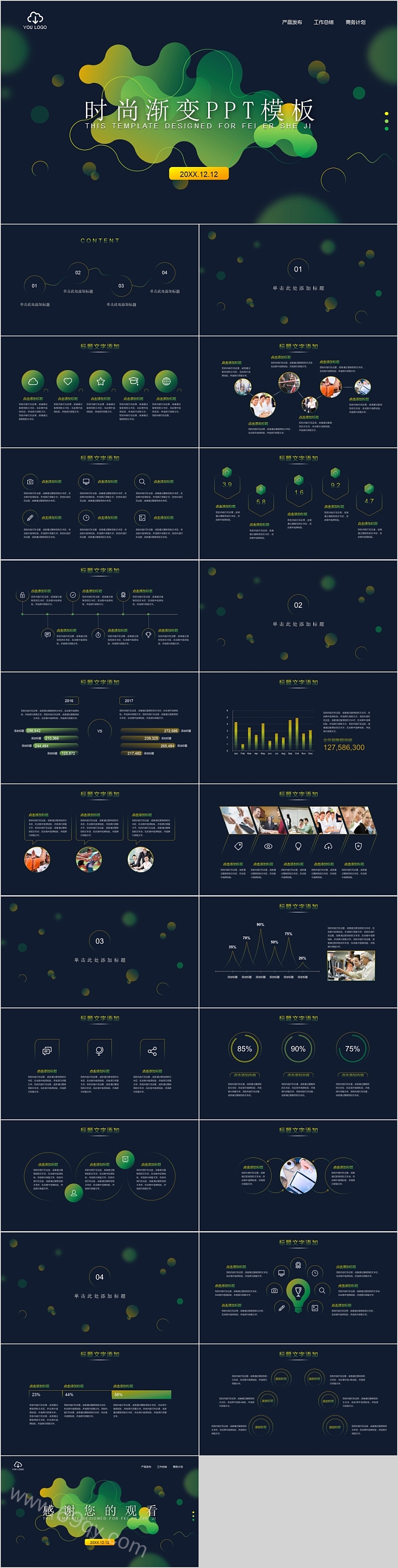 精美创意时尚渐变产品发布工作汇报PPT模板