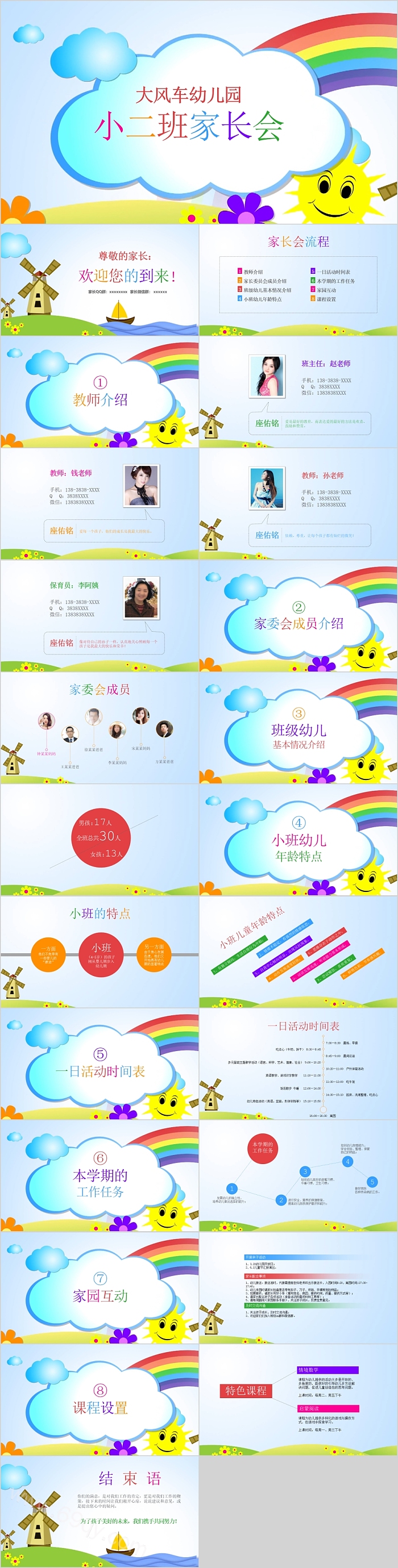 幼儿园小二班家长会PPT模板
