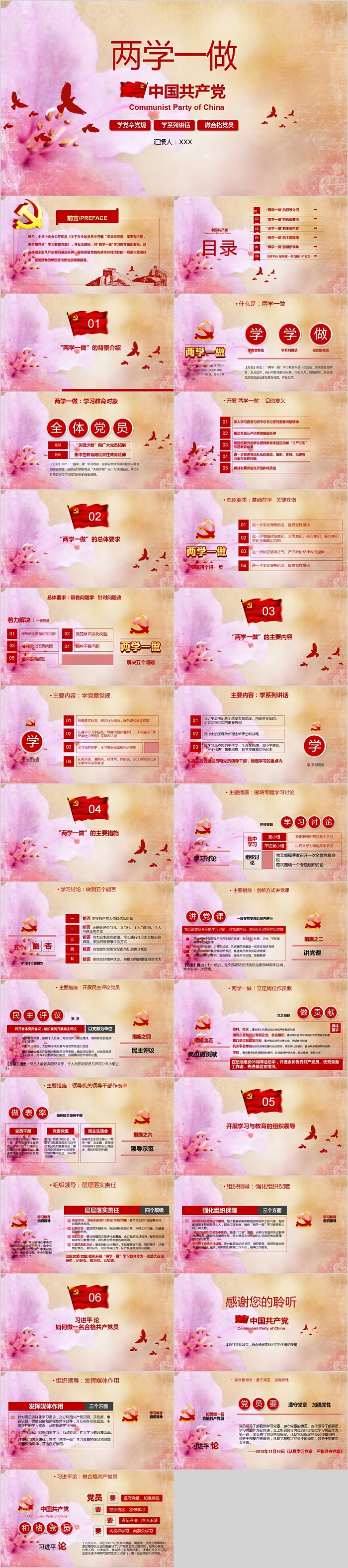 优秀教师中国共产党两学一做专题党课PPT模板