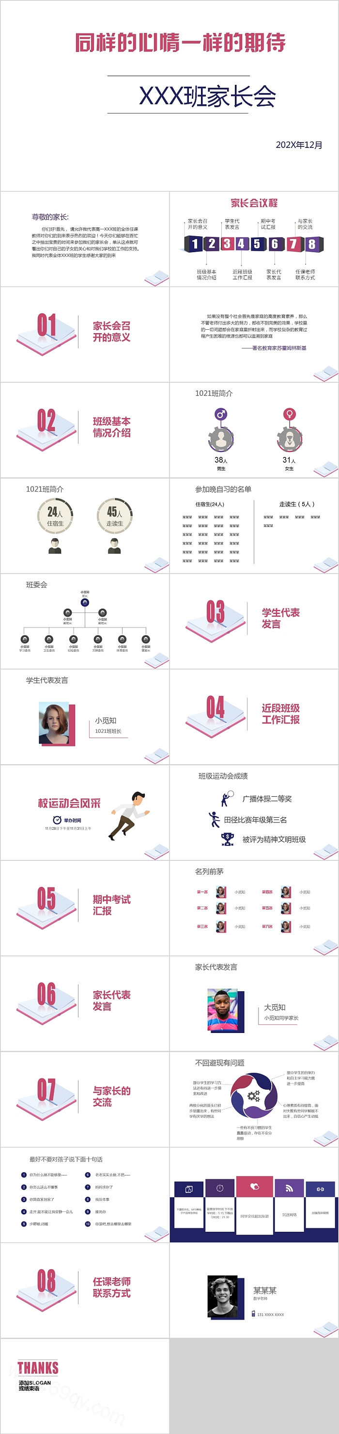 同样的心情一样的期待高中家长会PPT模板