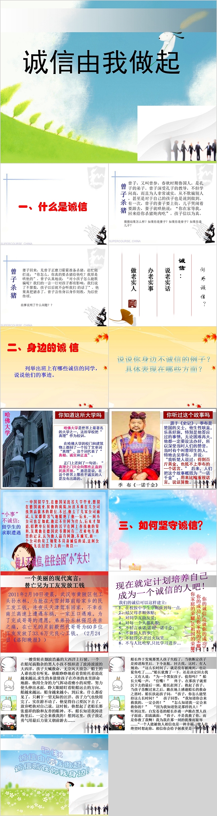 诚信由我做起诚信教育主题班会PPT