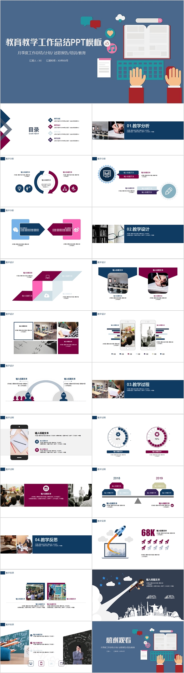 教育教学工作总结PPT模板