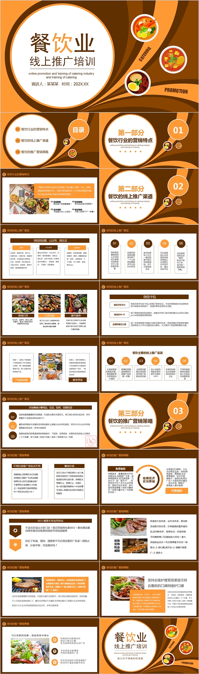 简约大气餐饮业线上推广培训PPT模板