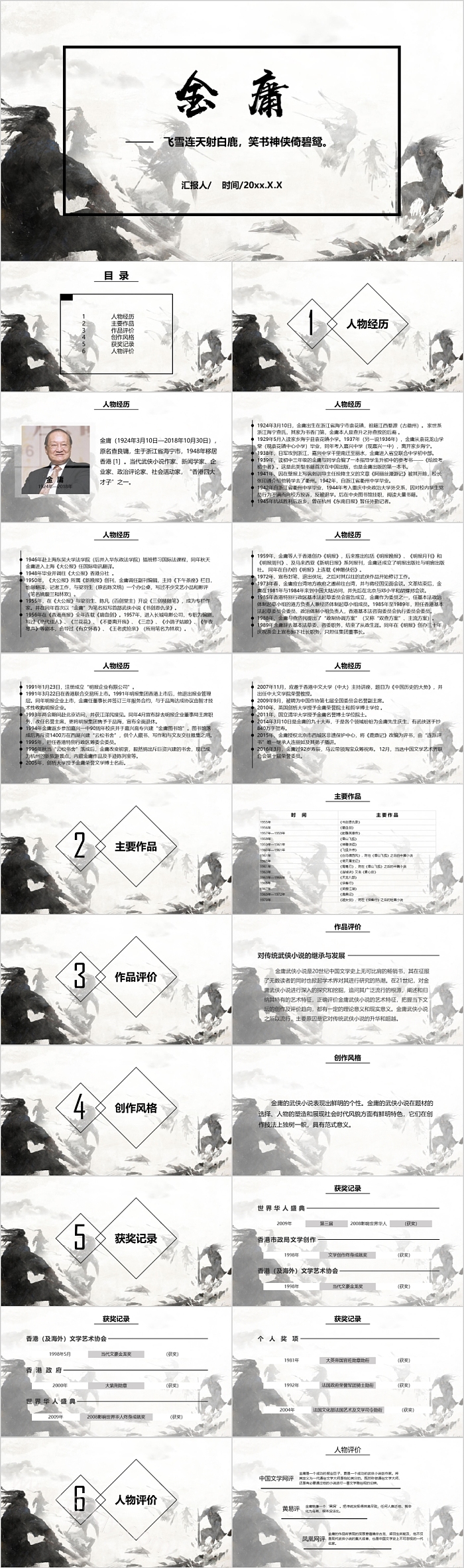 水墨时尚诗意金庸模板