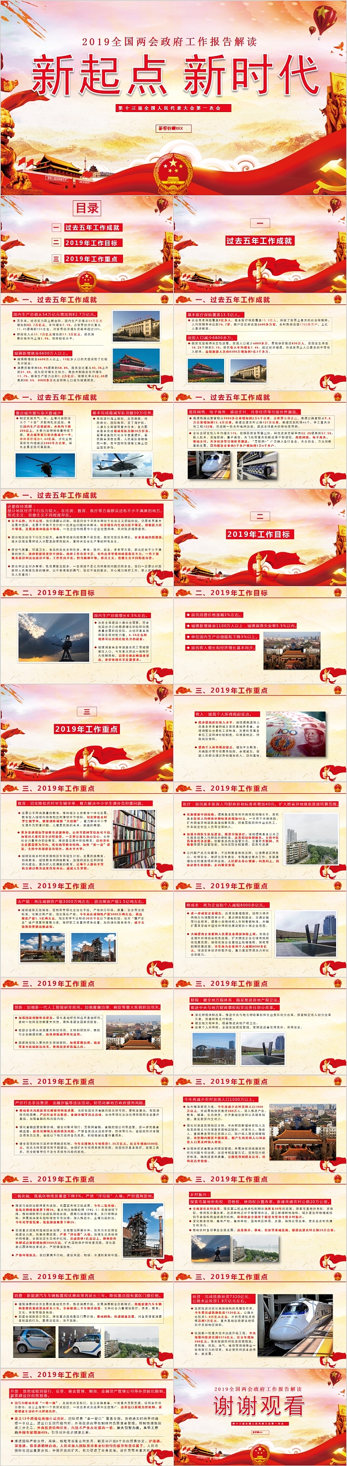 新时代新起点全国两会政府工作报告解读PPT模板