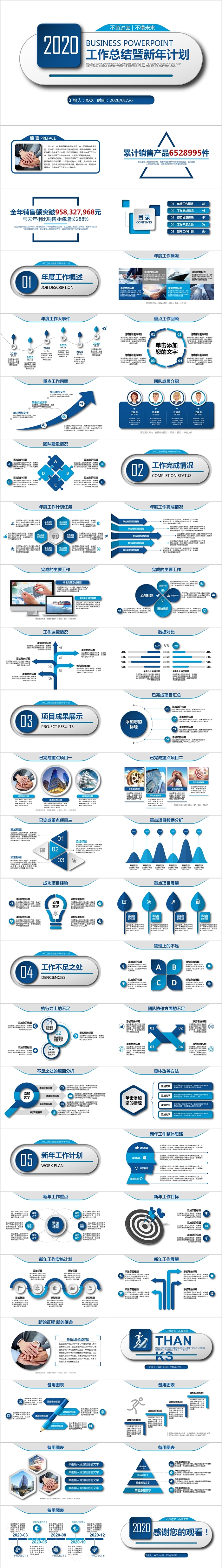简约蓝色工作总结暨新年计划PPT