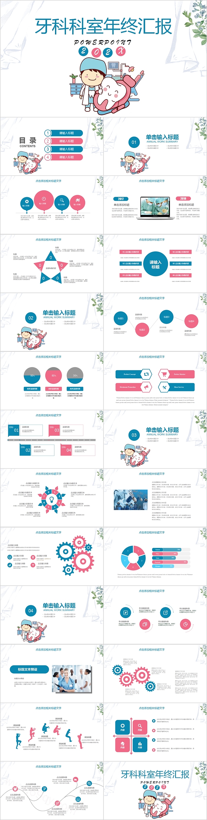 牙科科室年终汇报PPT模板
