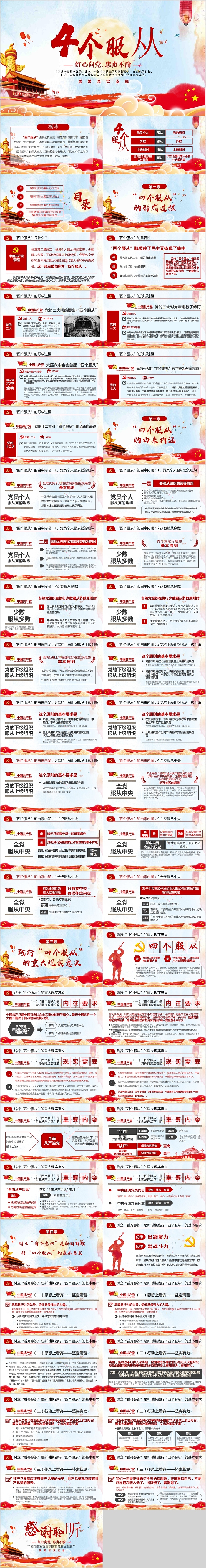4个服从红心向党忠贞不渝PPT模板
