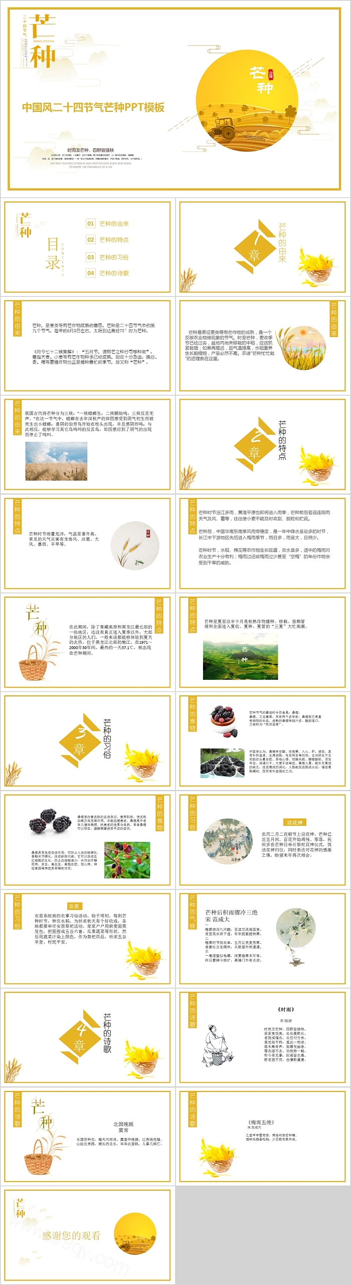 中国风二十四节气之芒种PPT模板