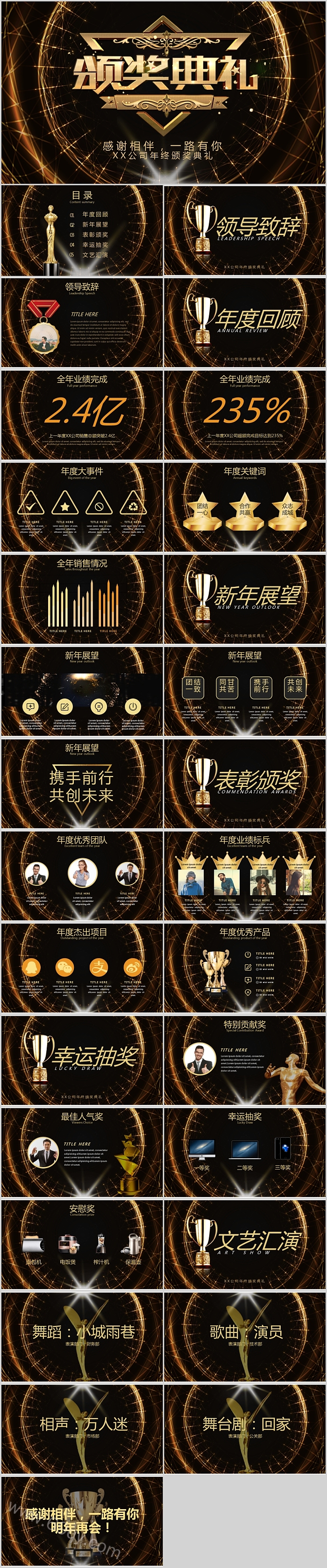 颁奖典礼汇报总结商务PPT模板