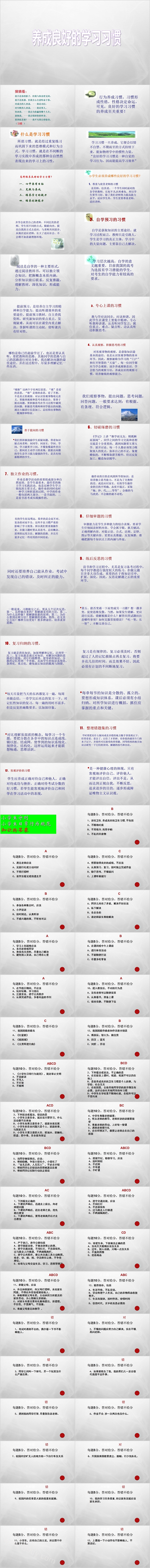 简约清新养成良好的学习习惯PPT模板