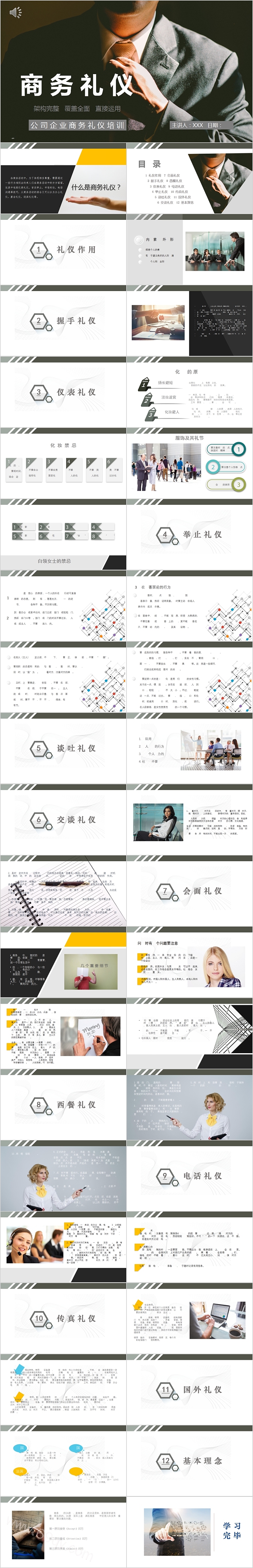 公司企业清新简约商务礼仪培训PPT模版