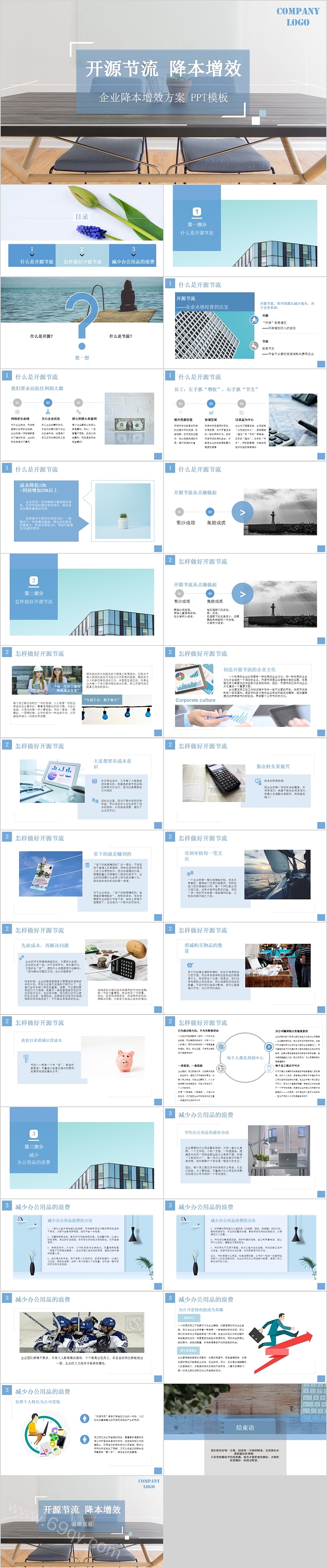 简约开源节流企业降本增效方案PPT模板