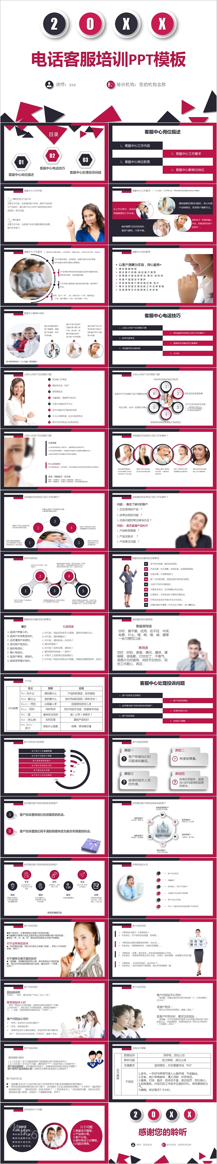 简约大气电话客服培训PPT模板