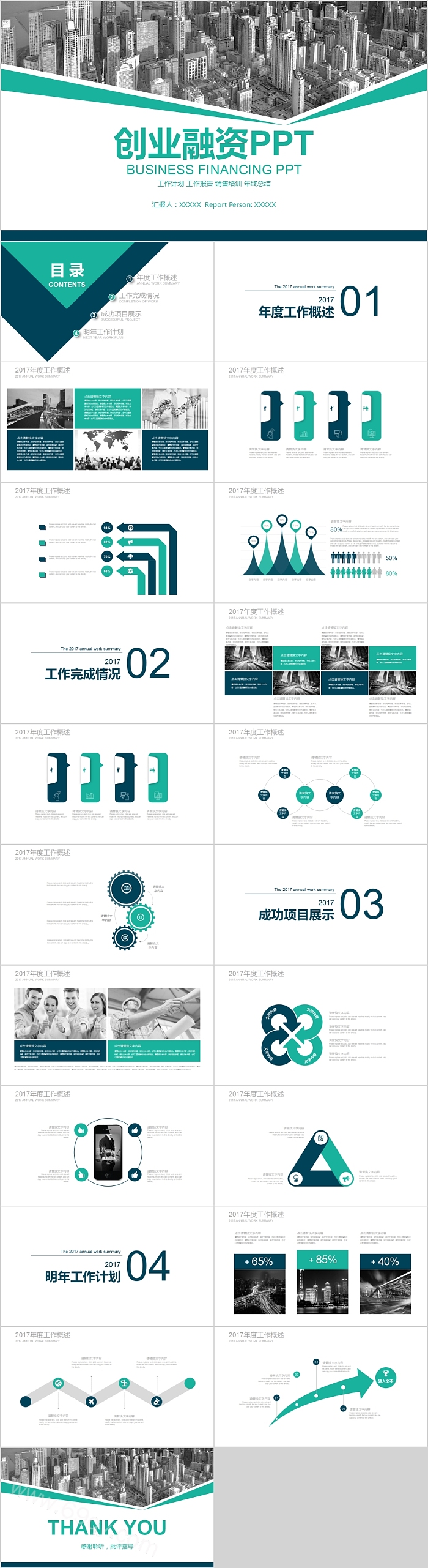 简约商务创业融资计划书PPT模板