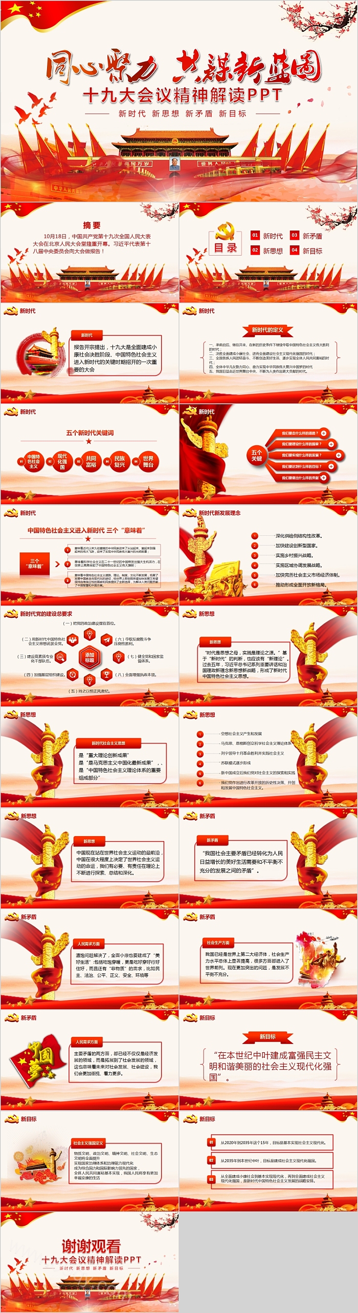 中国共产党同心聚力共谋新蓝图十九大会议精神解读党课PPT课件