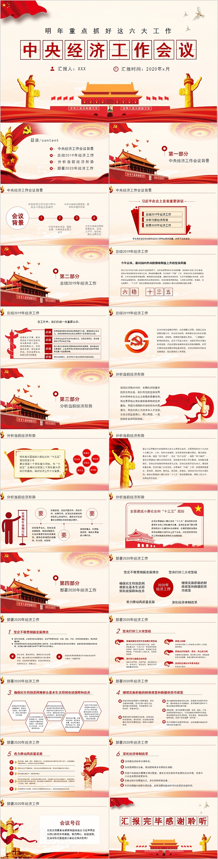 实用红色2024-2025年中央经济工作会议专题学习精神全文解读党课PPT模版