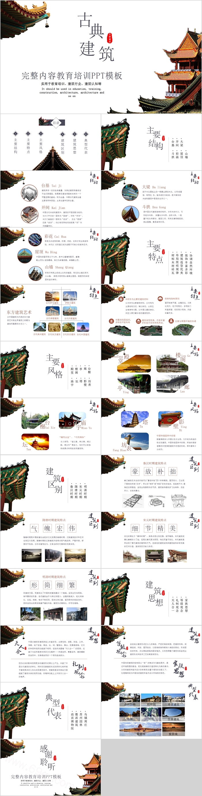 古典建筑完整内容教育培训PPT模板