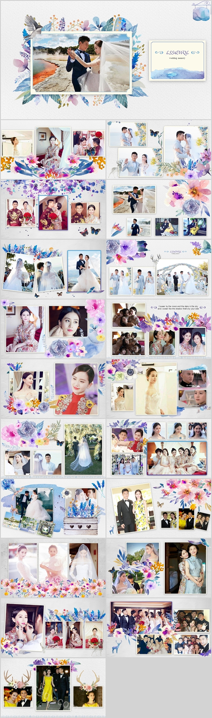 简约婚礼纪念相册通用结婚纪念册PPT模板