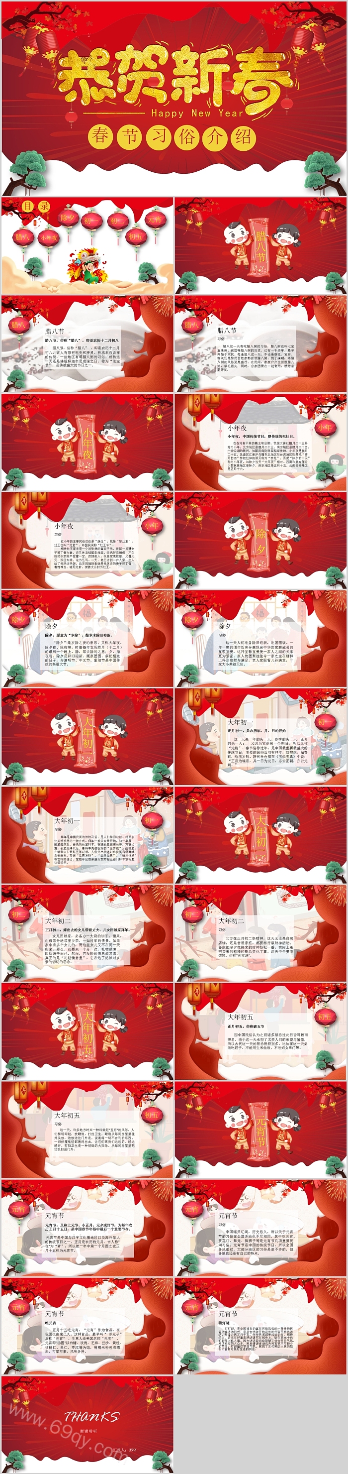 恭贺新春春节习俗传统文化介绍PPT模板