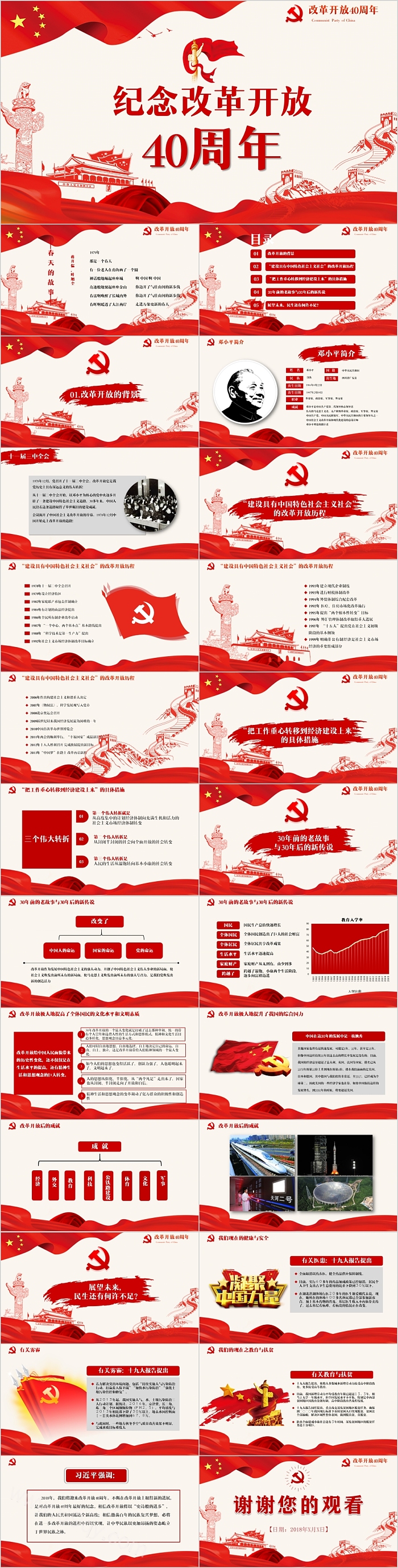 纪念庆祝改革开放四十周年PPT