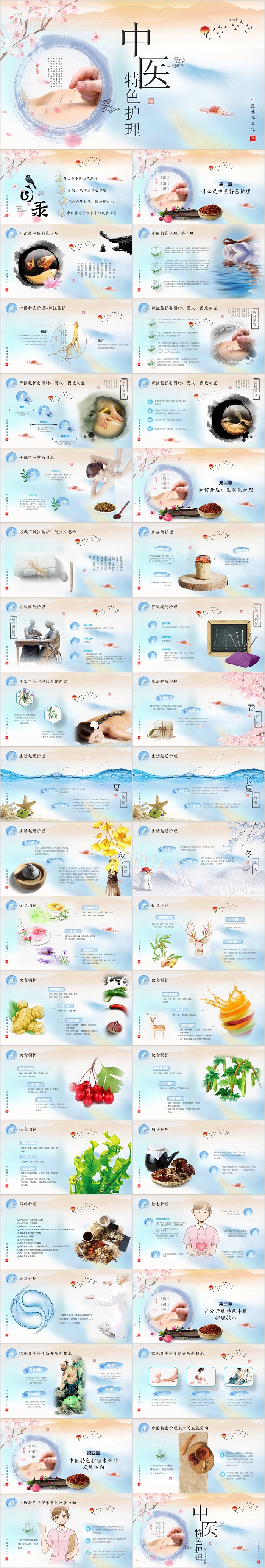 清新传统中医文化特色护理PPT模板