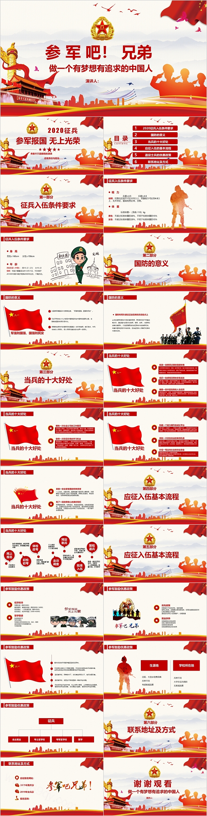 参军吧兄弟做一个有梦想有追求的中国人PPT模板