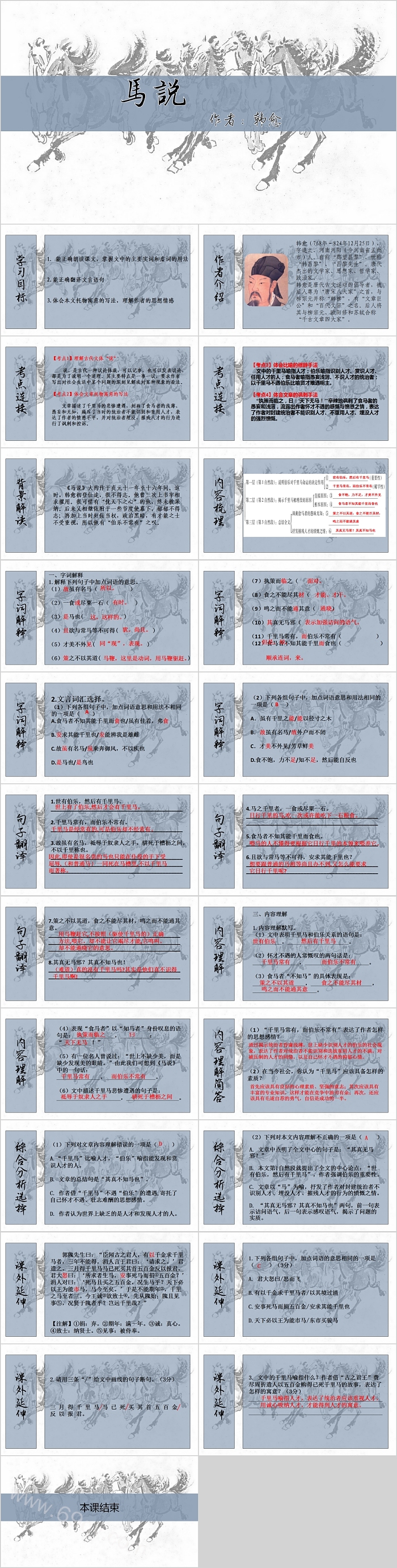 马说教育培训语文课件PPT模板