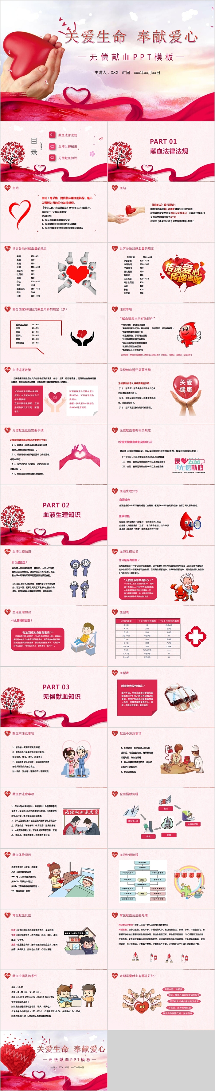 关爱生命奉献爱心无偿献血PPT模板