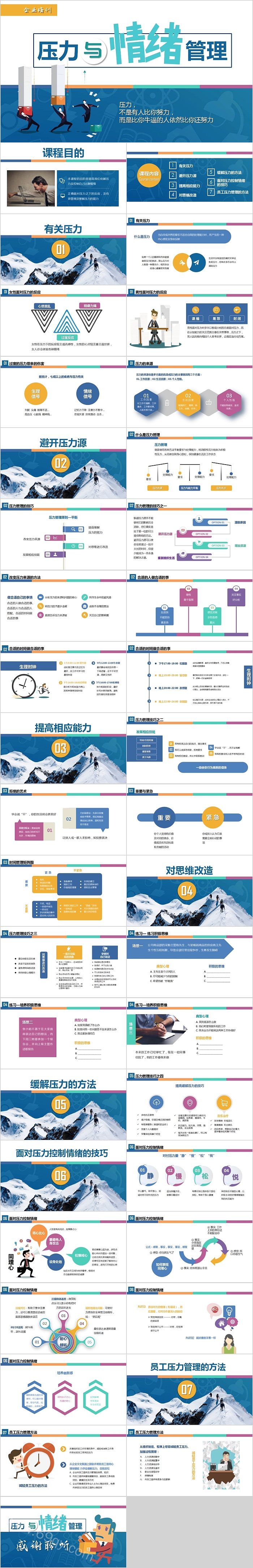 简约企业培训压力与情绪管理PPT模板