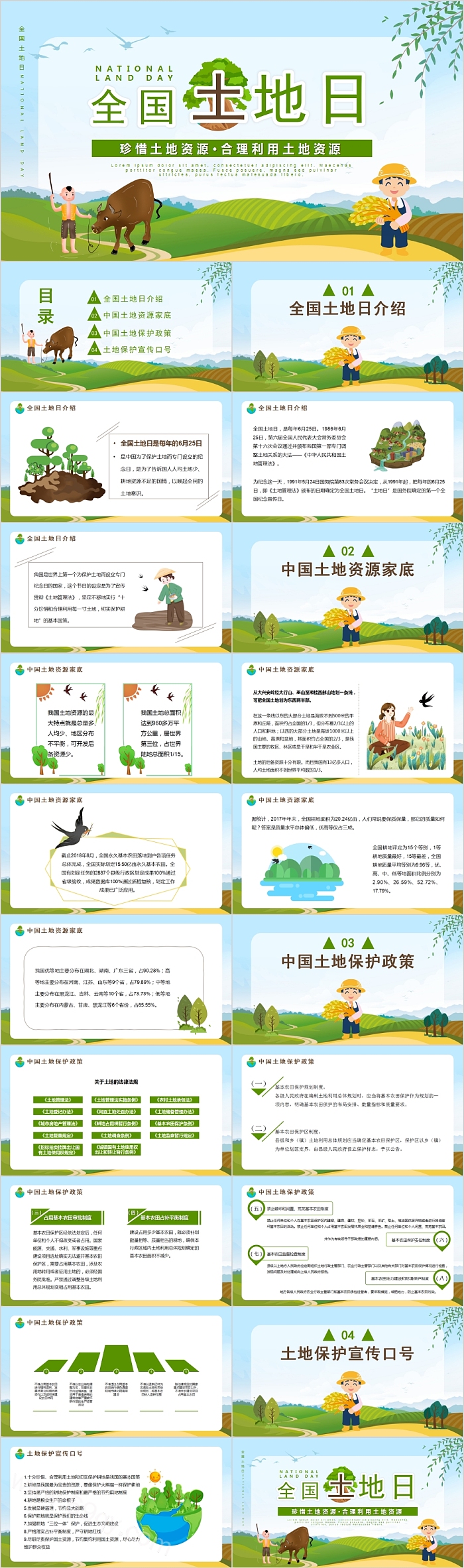 合理利用土地资源全国土地日PPT模板