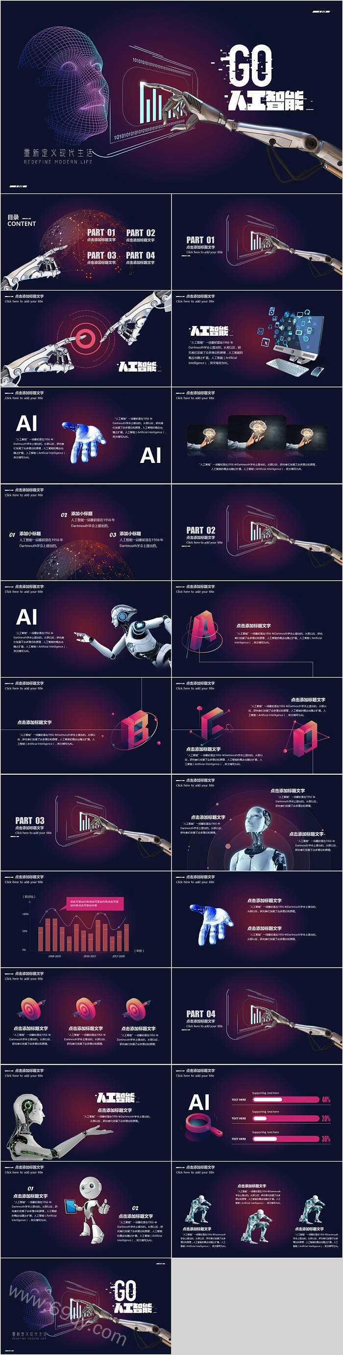 未来科技人工智能PPT膜拜那