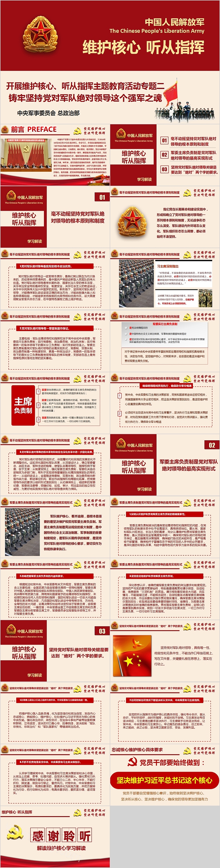 中国人民解放军维护核心听从指挥PPT模板
