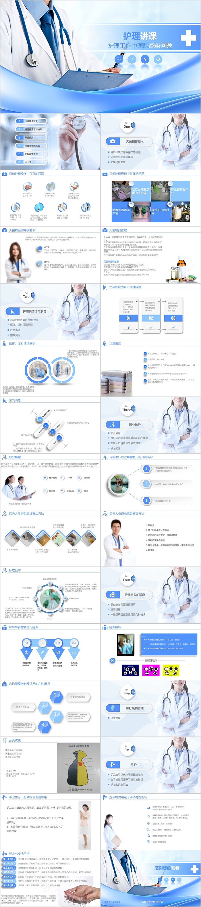 护理讲课护理工作中医院感染问题PPT模板