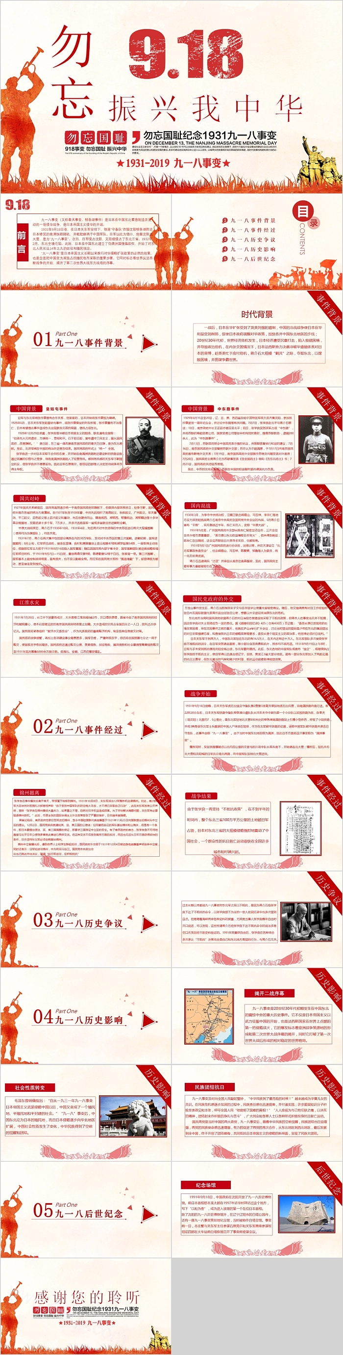 勿忘918振兴我中华党政PPT模板