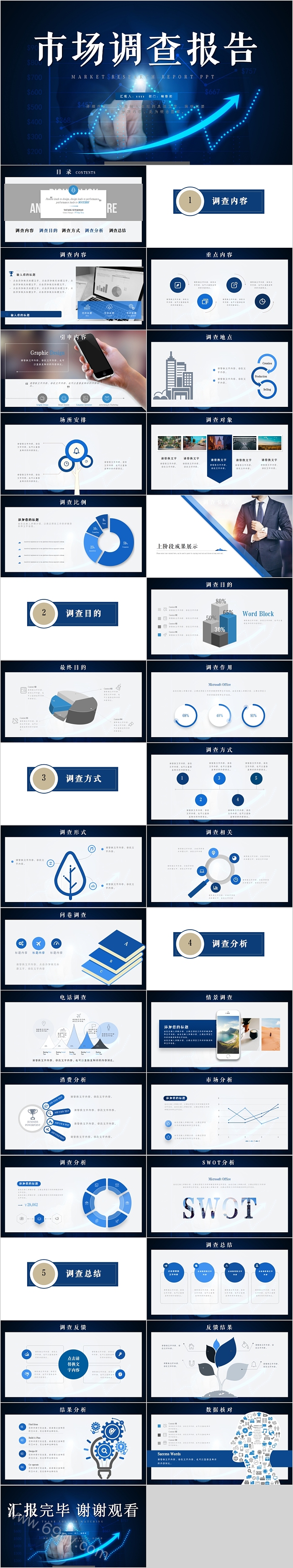 简约清新商务市场调查报告PPT模板