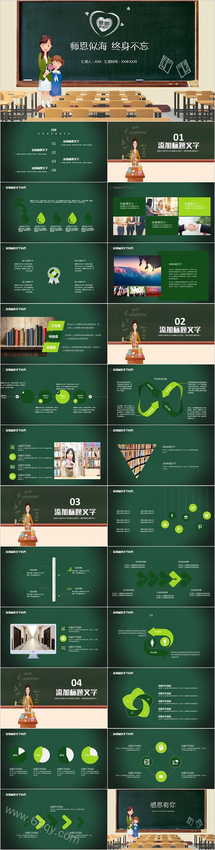 师恩似海终身不忘感恩教师节PPT模板