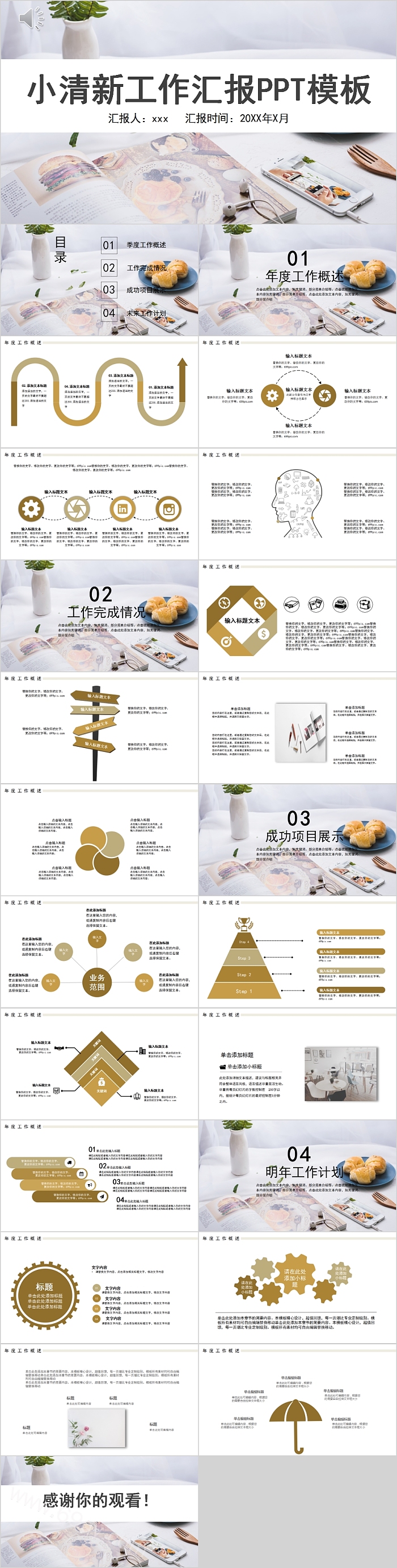创意简约小清新工作汇报PPT模板