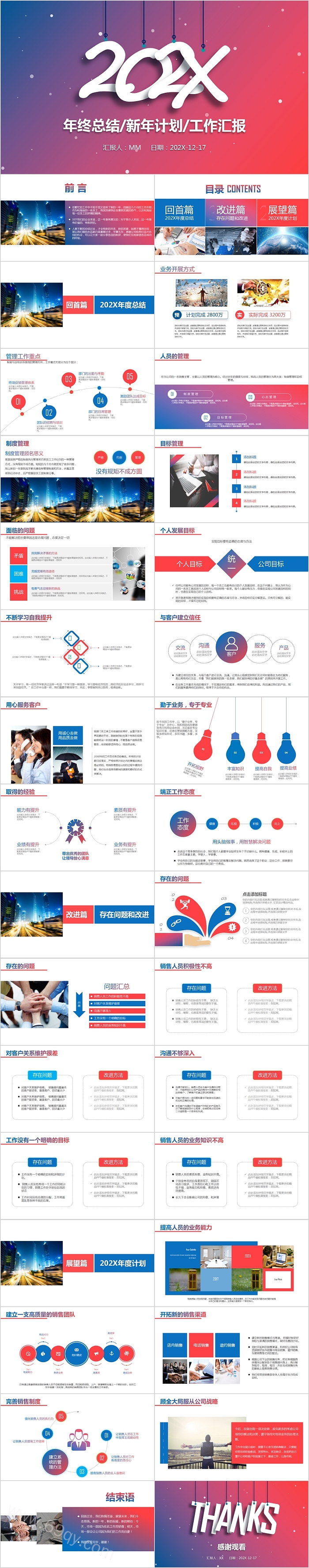 年终总结新年计划工作汇报PPT模板