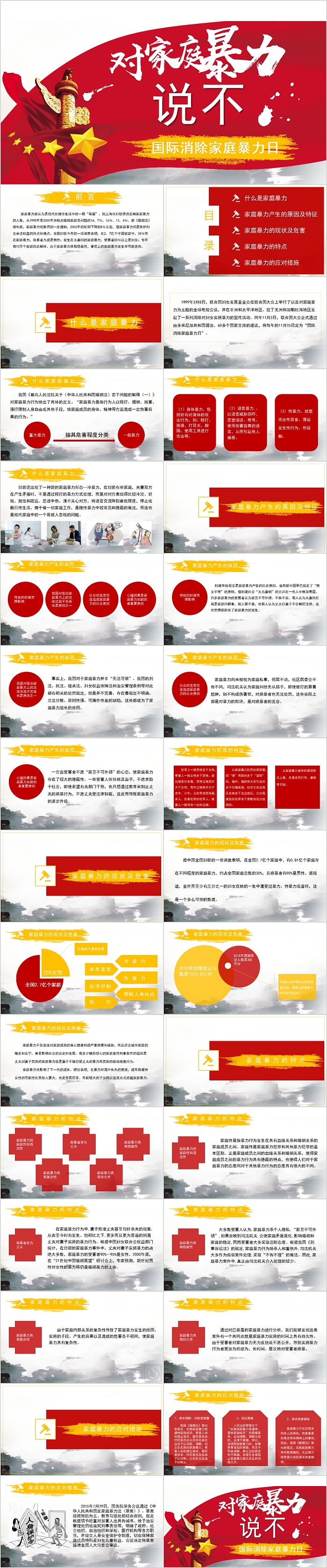 简约对家庭暴力说“不”国际消除家庭暴力日PPT