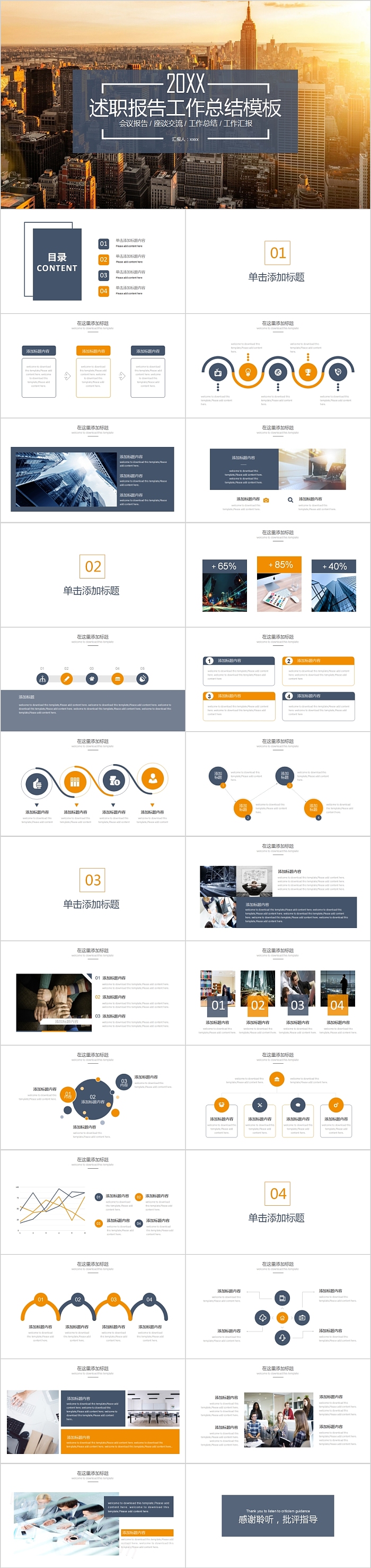 欧美风简约述职报告工作总结PPT模板