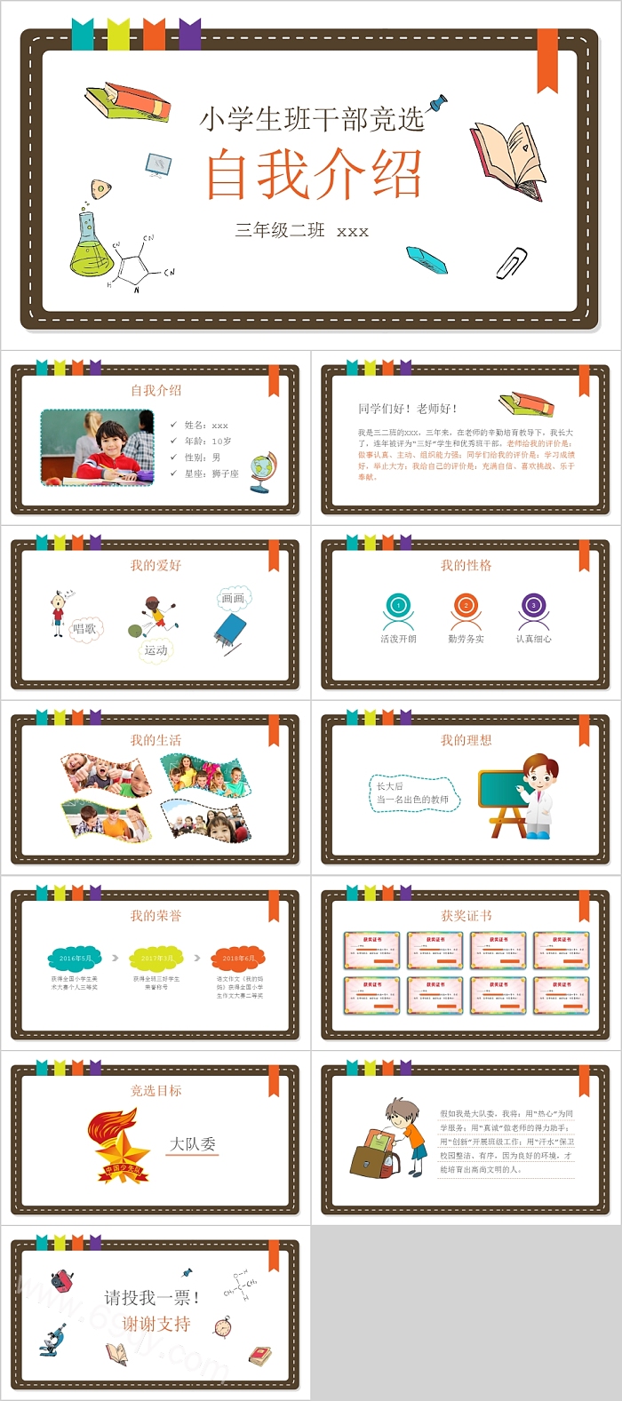 小学生班干部竞选自我介绍PPT模板