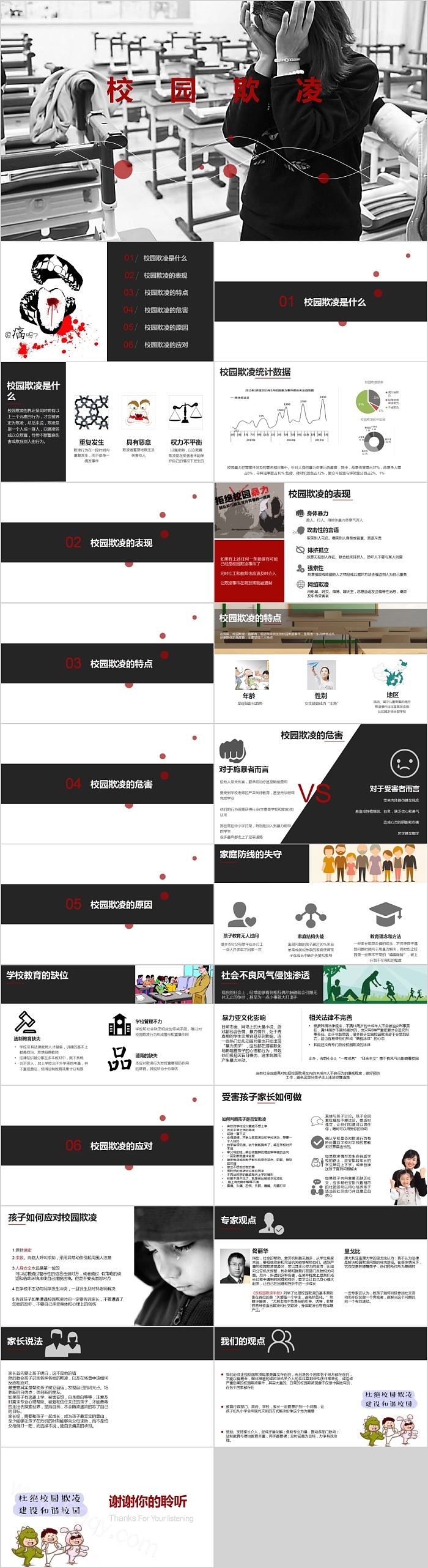 校园欺凌主题教育班会PPT模板