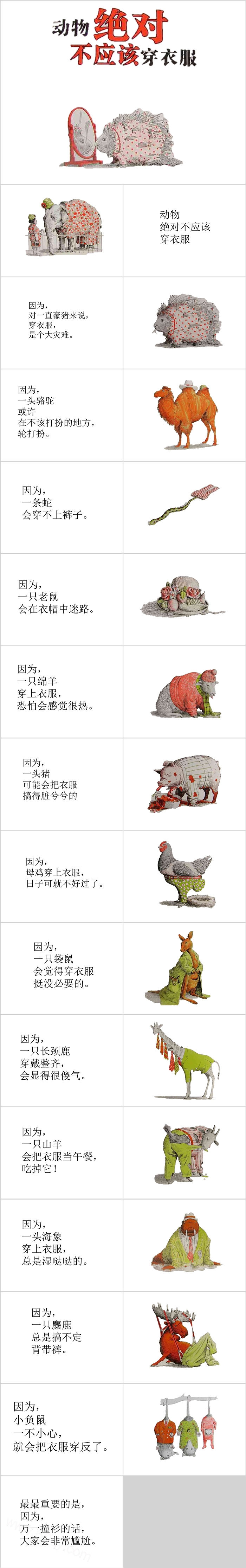 世界经典完整版幼儿园《动物绝对不应该穿衣服》绘本故事PPT课件