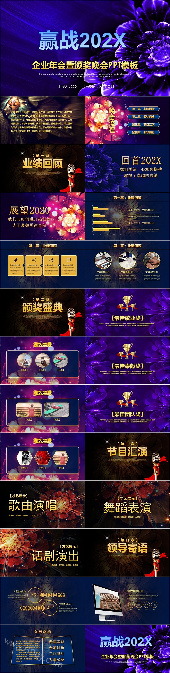 赢战202X企业年会暨颁奖晚会PPT模板