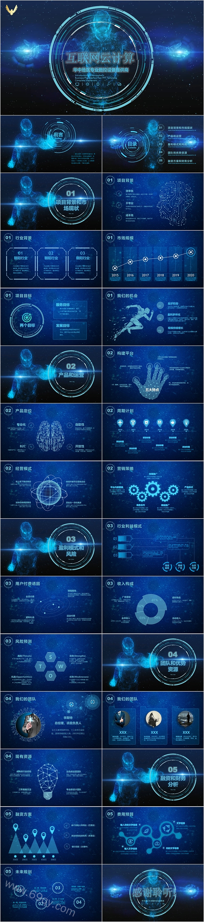 高端商务风互联网云计算PPT