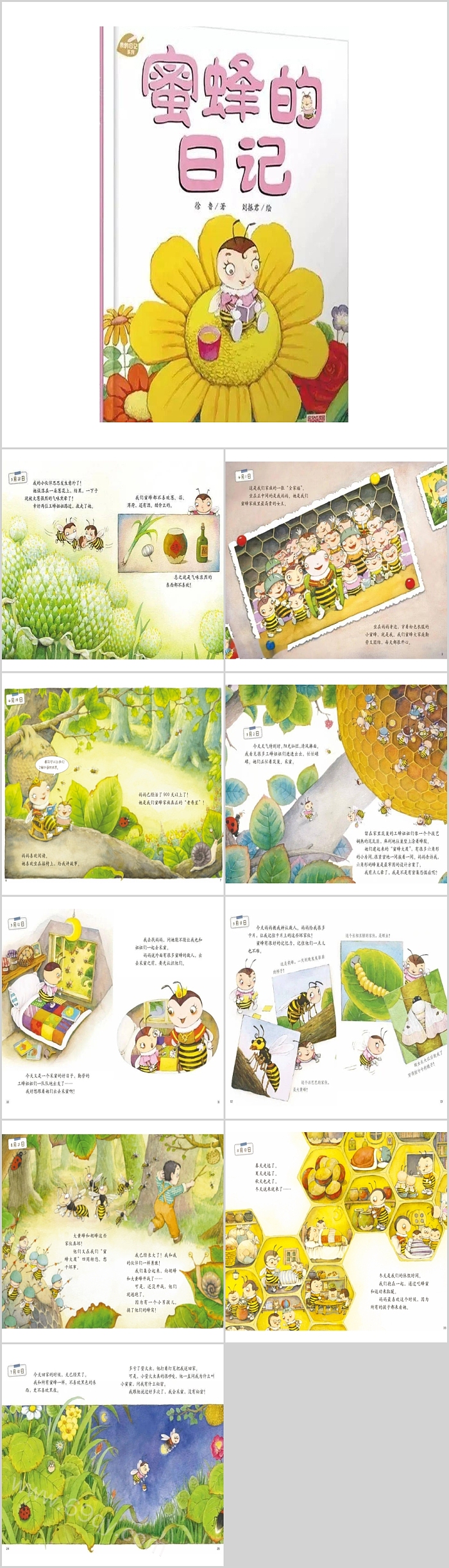 卡通实用幼儿园《蜜蜂的日记》教育绘本故事PPT课件