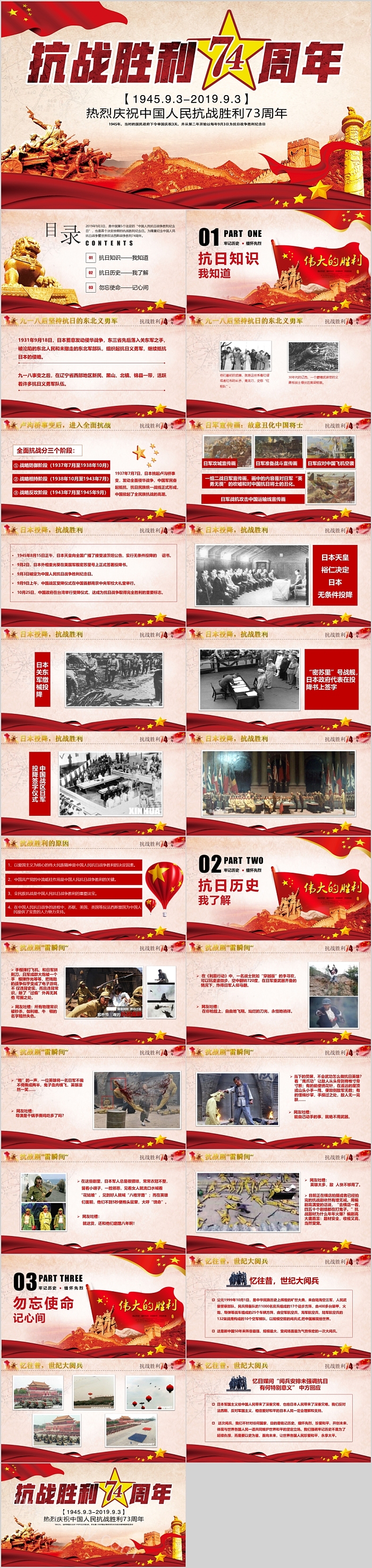 热烈庆祝抗日战争胜利纪念日PPT模板
